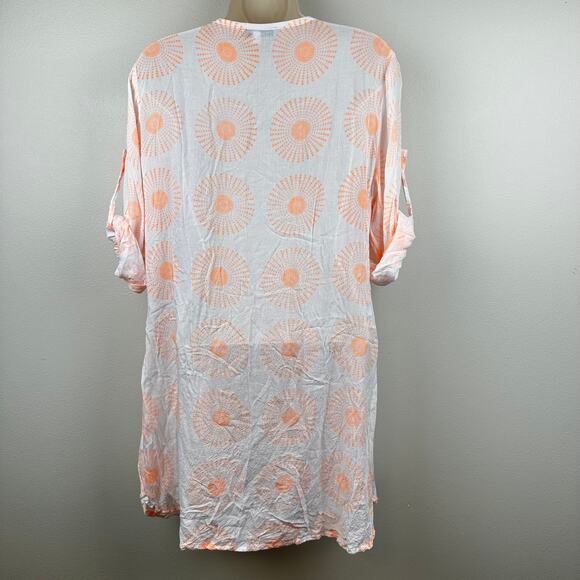 Claire Mercier St. Barth Tunic Top Blouse Beaded Hand Made White Large Beachy - Picture 4 of 11